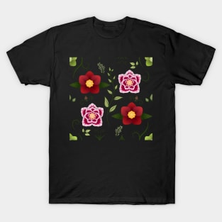 Hellebore Garden Pattern in Pink T-Shirt